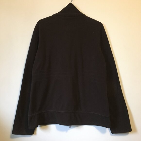 Vintage Retro Stitch Dark Brown Fleece Sweater Zip Up High Collar Jacket - Picture 2 of 16